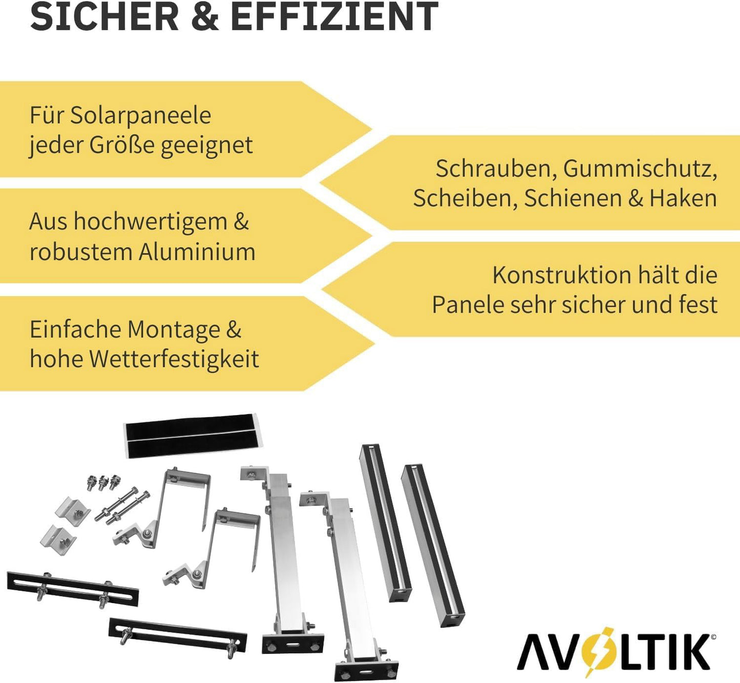 Avoltik Balkonkraftwerk Halterung Balkon für alle Solarpanel-Größen für eckige Geländer Haken Produktinformationen