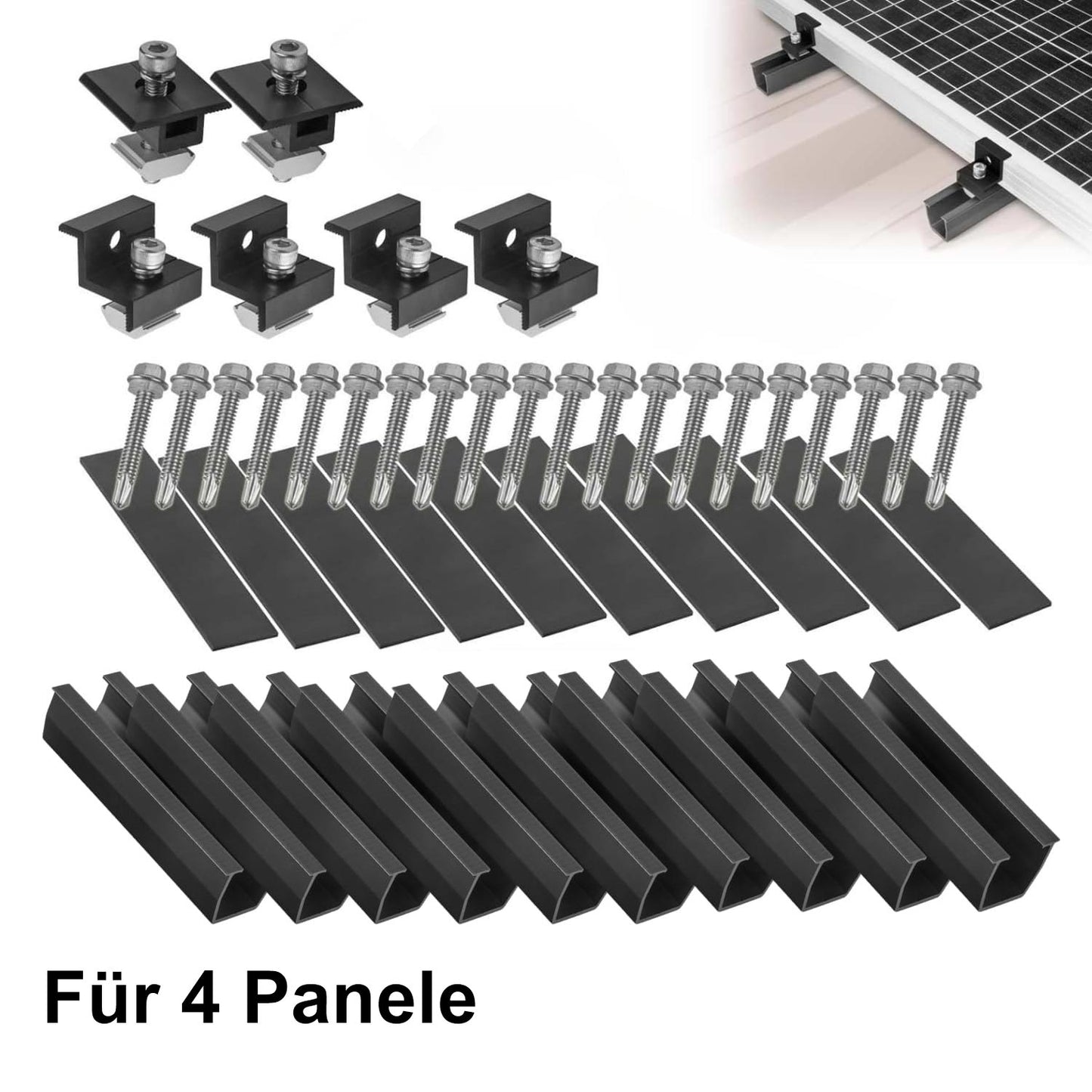 Avoltik Solarpanel Halterung Trapezblech Blechdach I Set für 1 - 4 Solarmodule Endklemme von 30-35mm