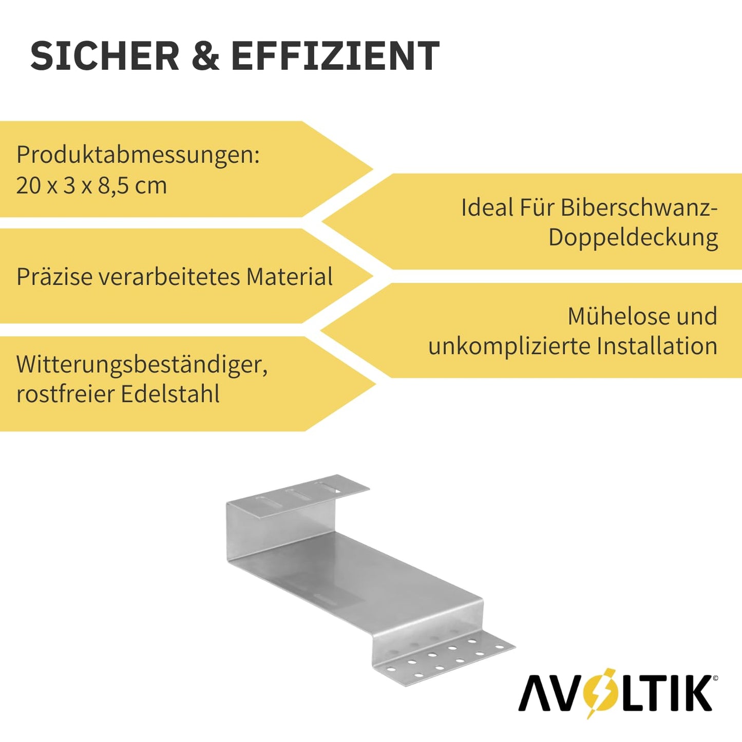 Avoltik Biberschwanz Edelstahl Doppeldeckung 300mm. Sicher & Effizient