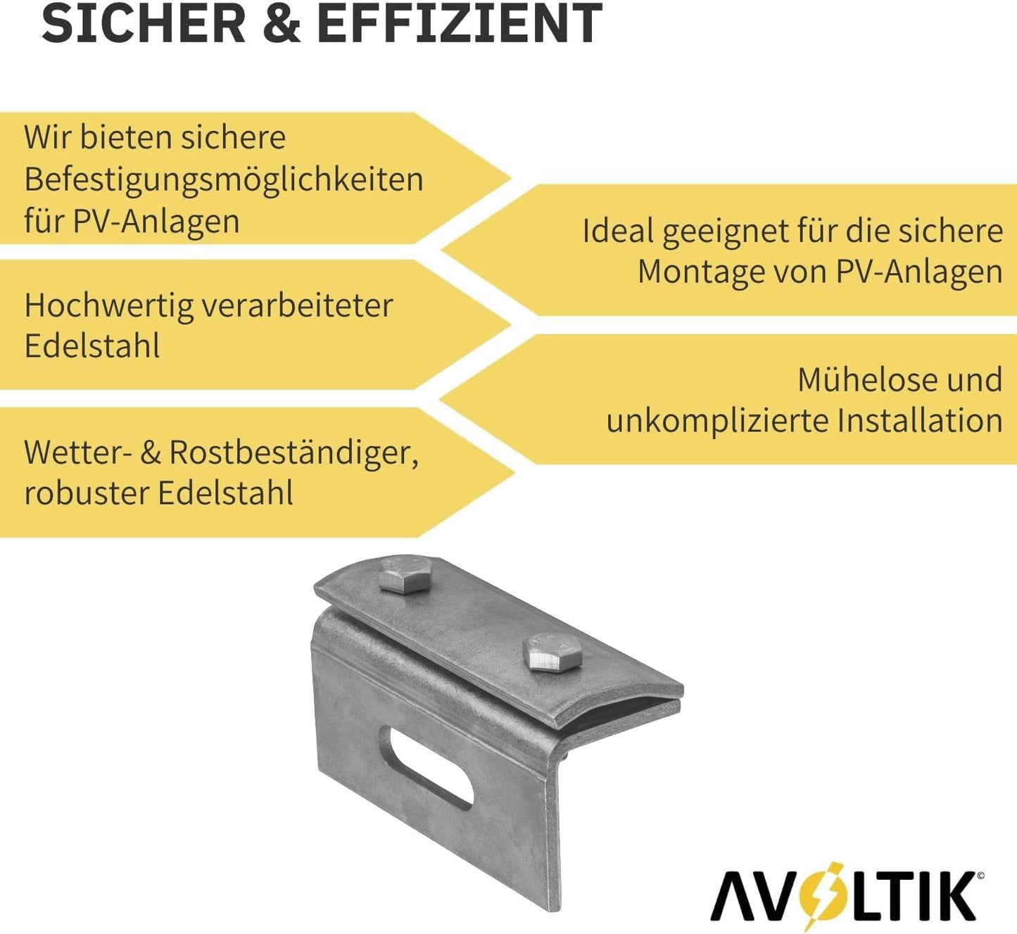 Avoltik Dachfalzklemme/ Edelstahl 1.4301 Sicher & Effizient. Produkthinweise