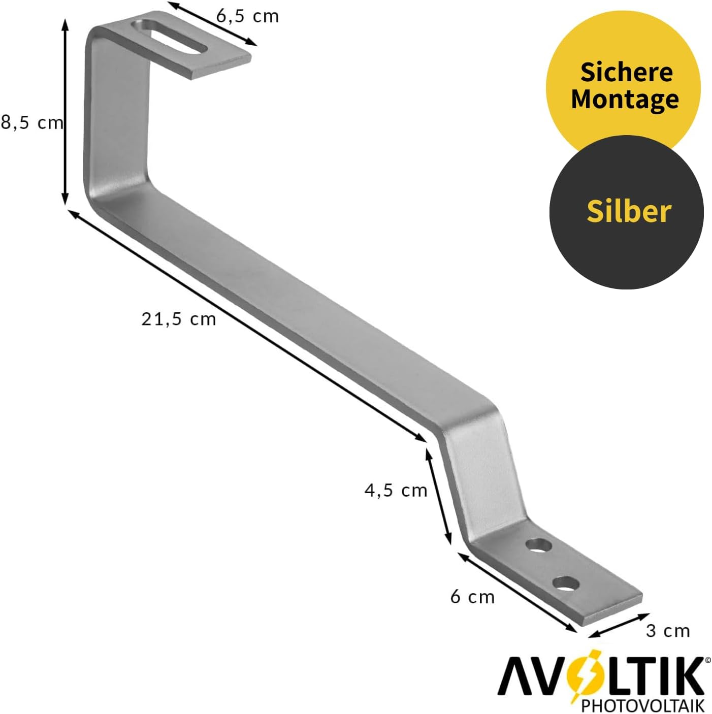 Avoltik Dachhaken Biberschwanz aus Edelstahl Abmessungen