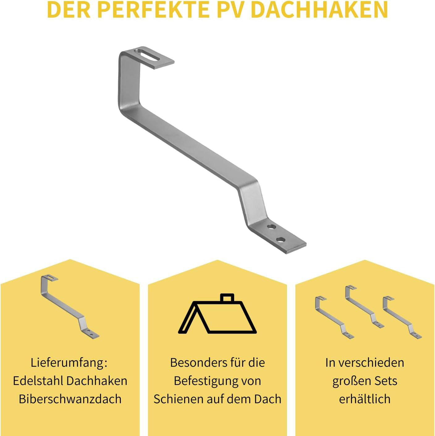 Avoltik Dachhaken Biberschwanz aus Edelstahl. Der Perfekte PV Dachhaken. Produktinformationen
