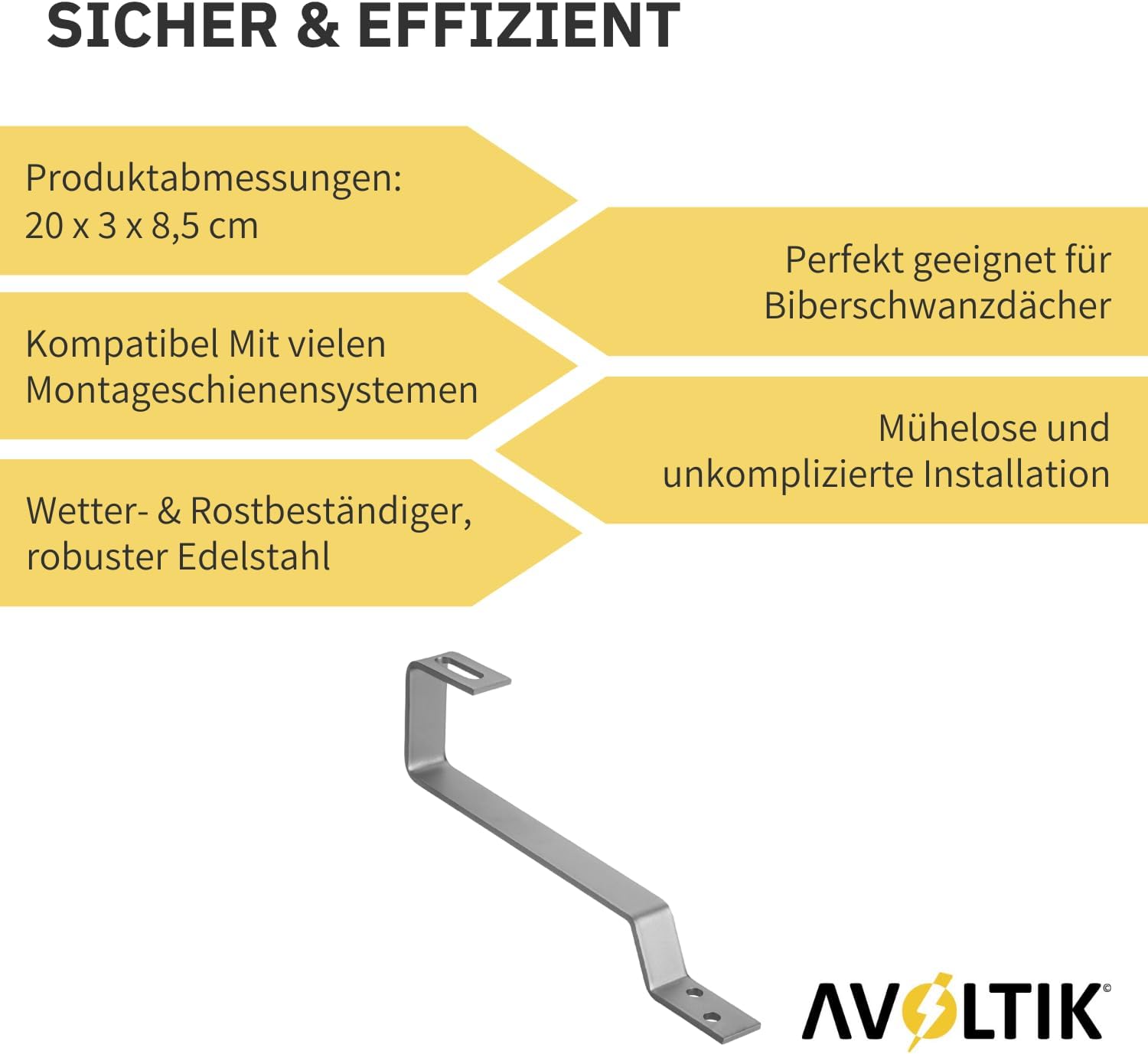 Avoltik Dachhaken Biberschwanz aus Edelstahl. Sicher & Effizient