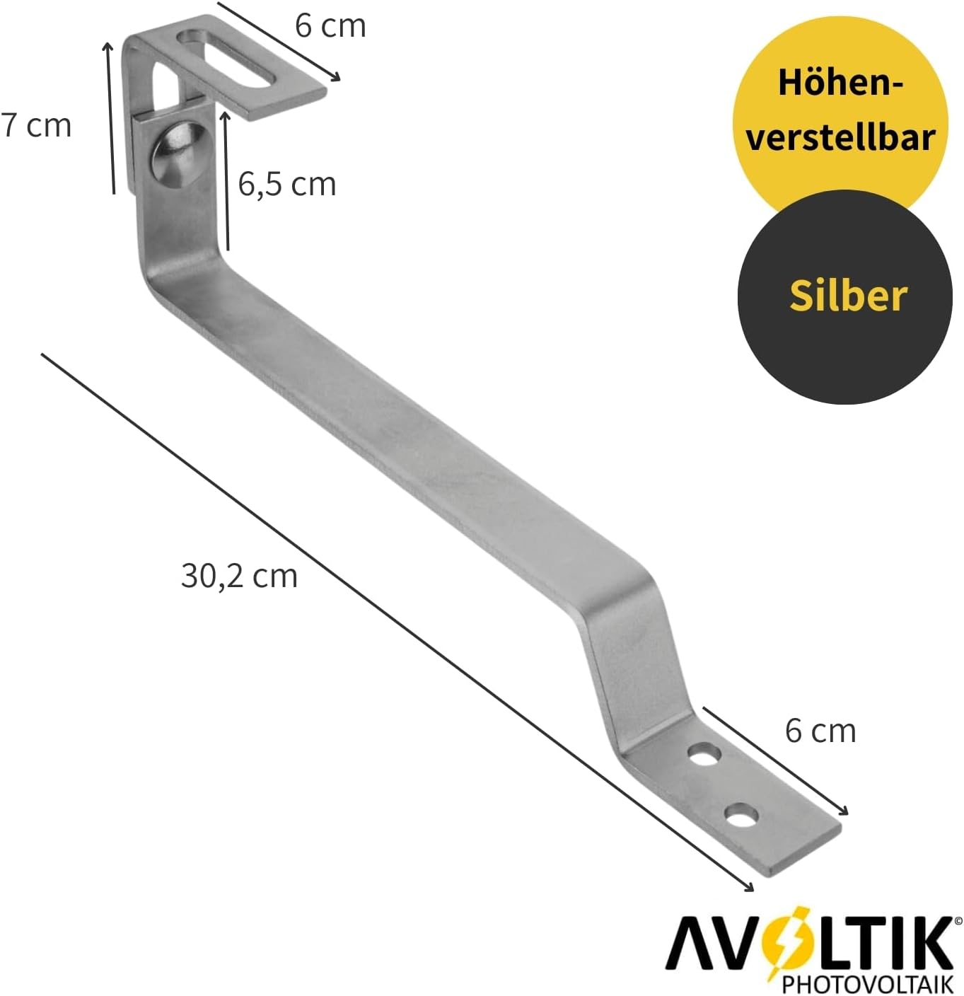 Avoltik Dachhaken Biberschwanz höhenverstellbar aus rostfreiem Edelstahl Abmessungen