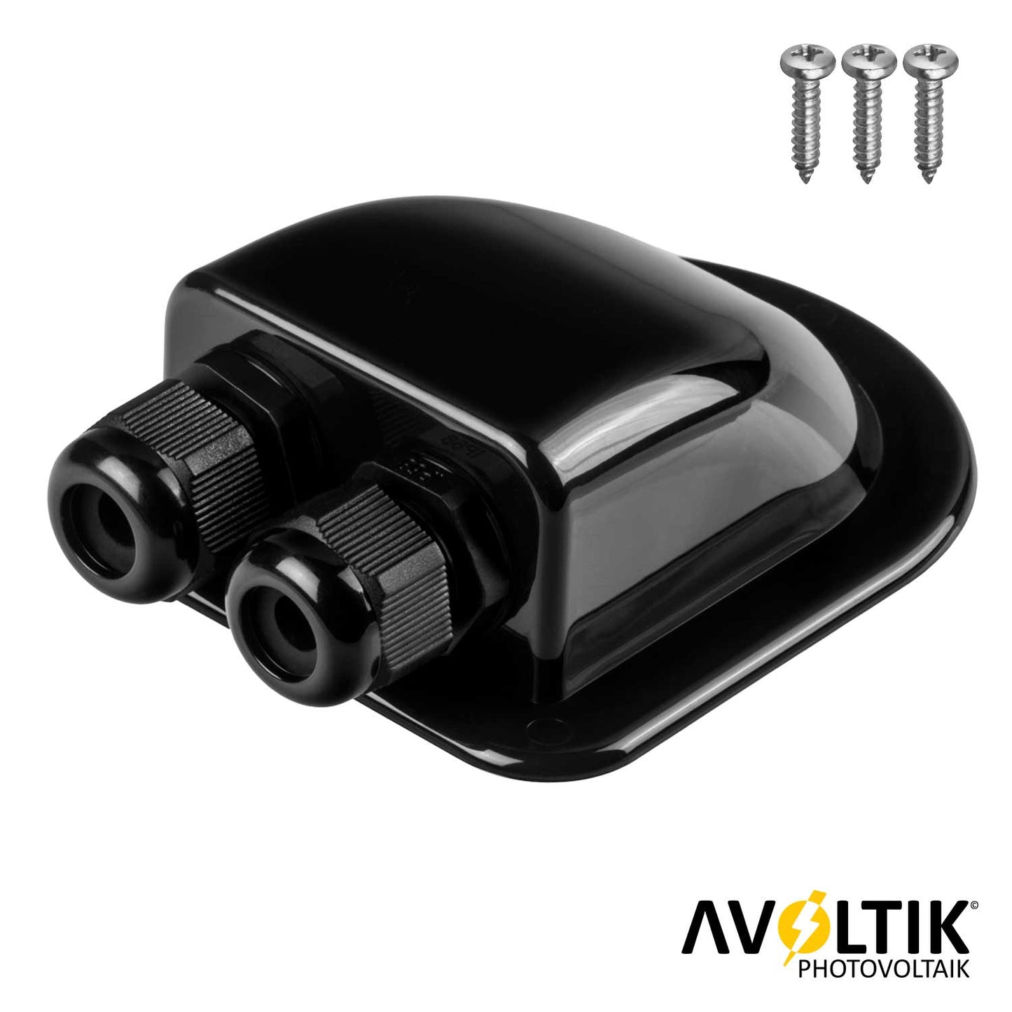Avoltik Doppelte Kabeleinführungsdose schwarz für Dachdurchführung  gebogen ABS wetterfest mit Schrauben