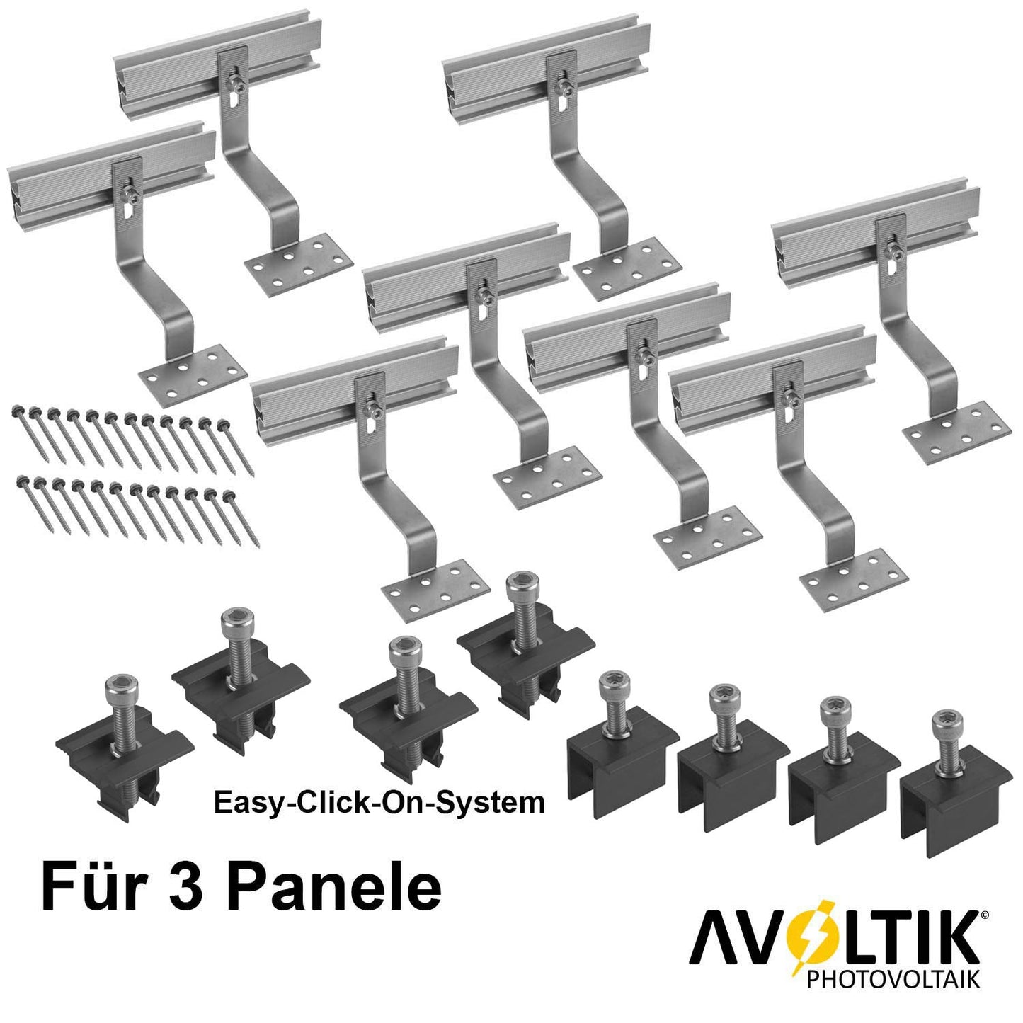 Avoltik Halterung Ziegeldach Montageset für Solarmodule 30-40 mm dicke schwarz Edelstahl Haken Produktbild 3 Panele