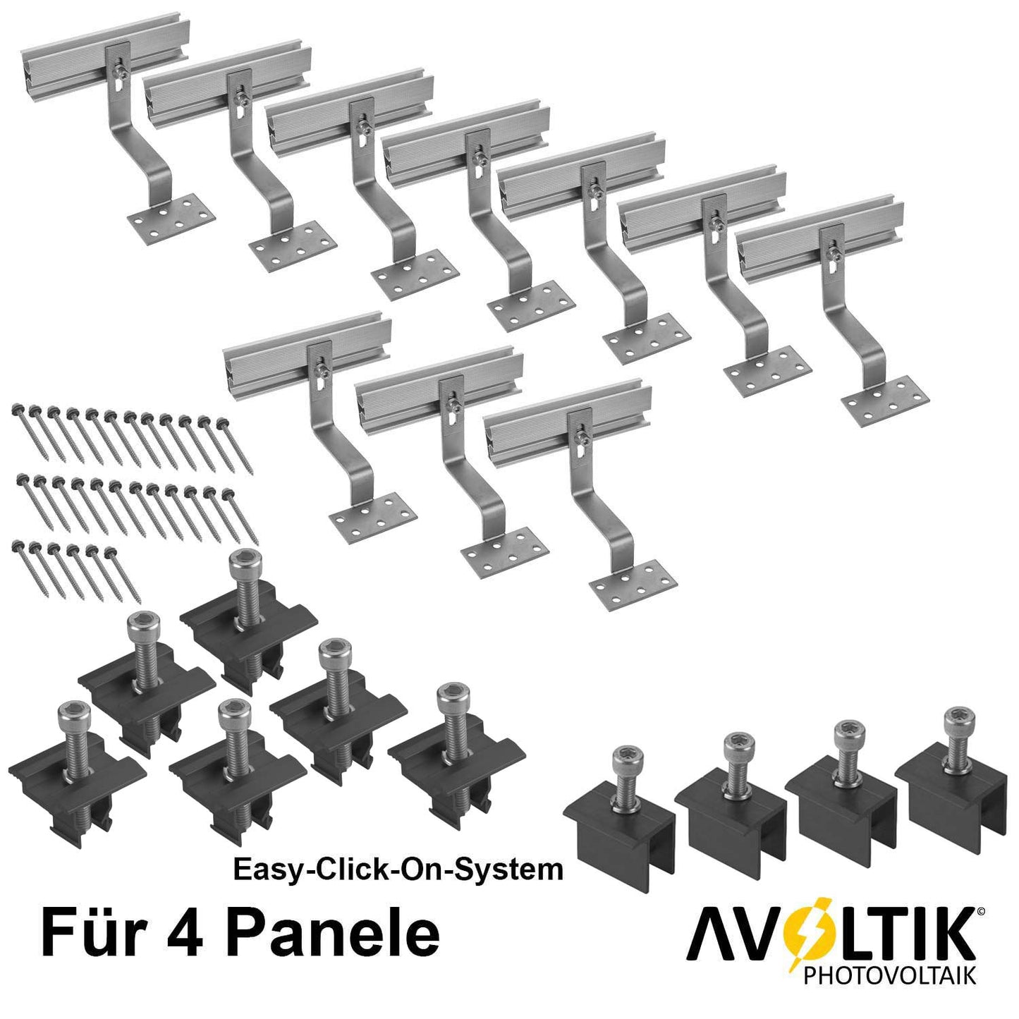 Avoltik Halterung Ziegeldach Montageset für Solarmodule 30-40 mm dicke schwarz Edelstahl Haken Produktbild 4 Panele