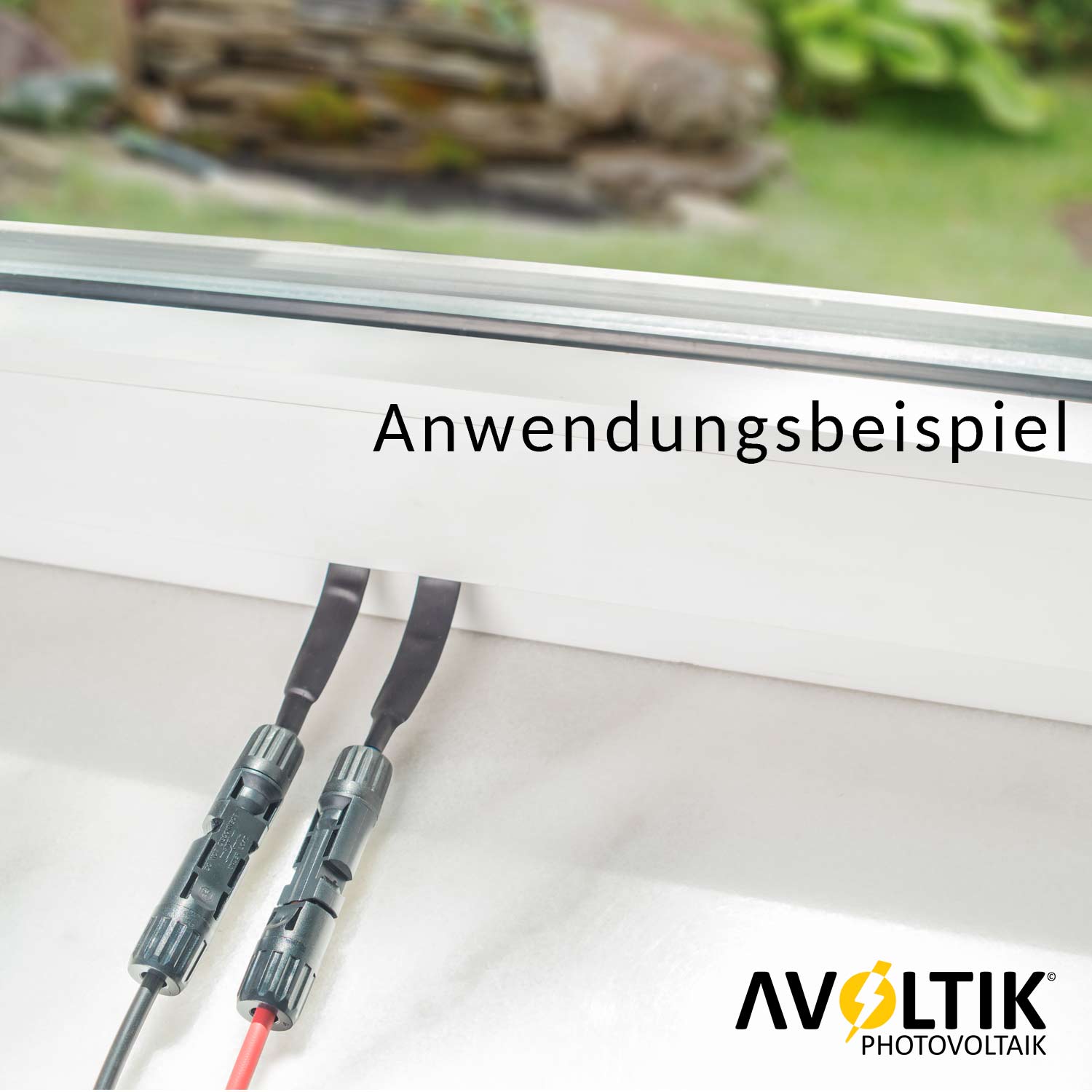 Avoltik MC4 Fensterdurchführung 1 Paar Anwendungsbeispiel an fensterrahmen geschlossen