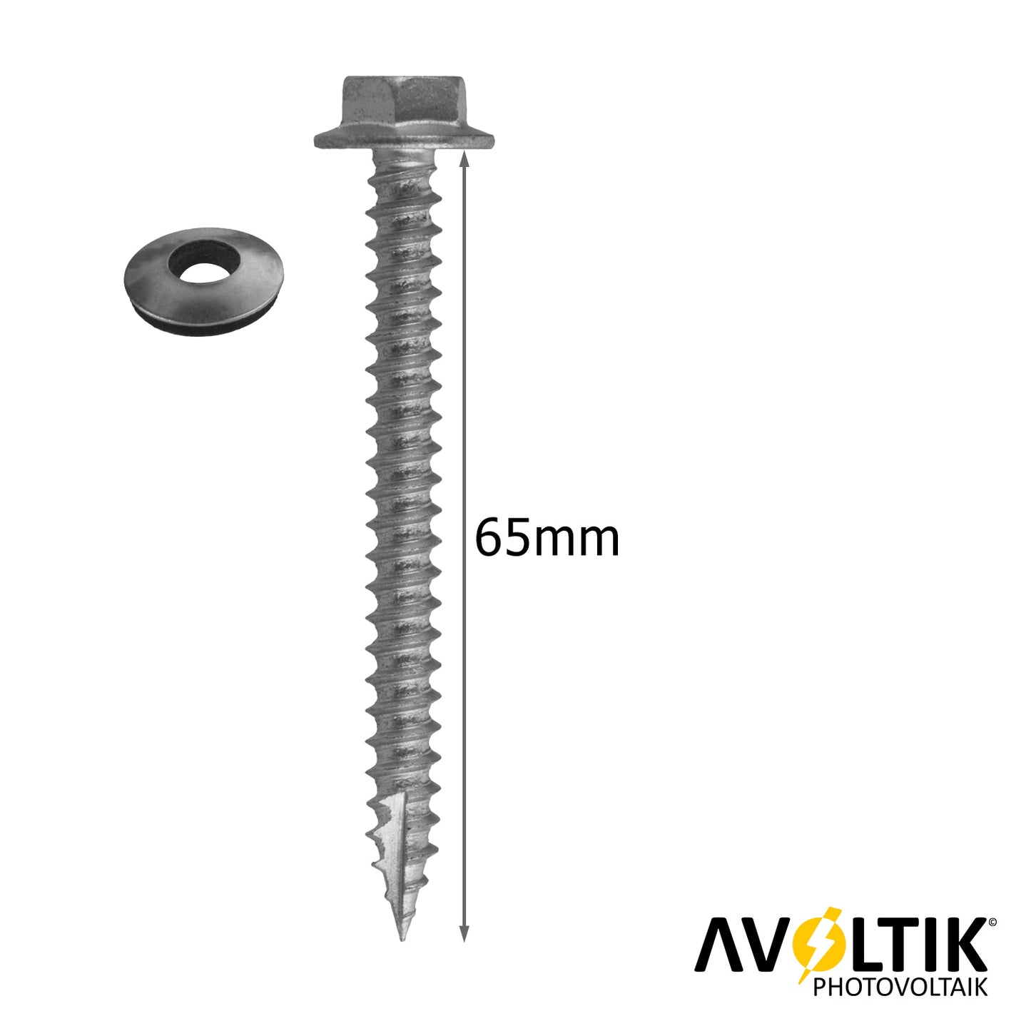 Avoltik Sechskantschraube M6x65mm Schraube mit Dichtungsscheibe Befestigung von Dachhaken Abmessung
