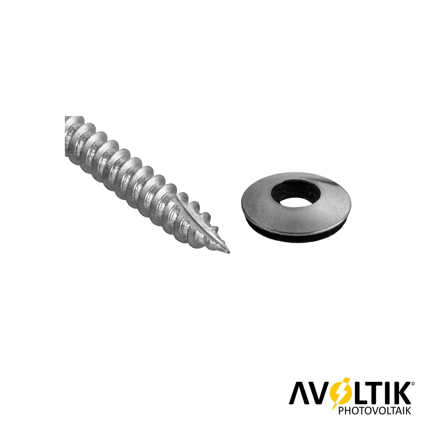 Avoltik Sechskantschraube M6x65mm Schraube mit Dichtungsscheibe Befestigung von Dachhaken Detail Schraubenspitze und Dichtungsscheibe