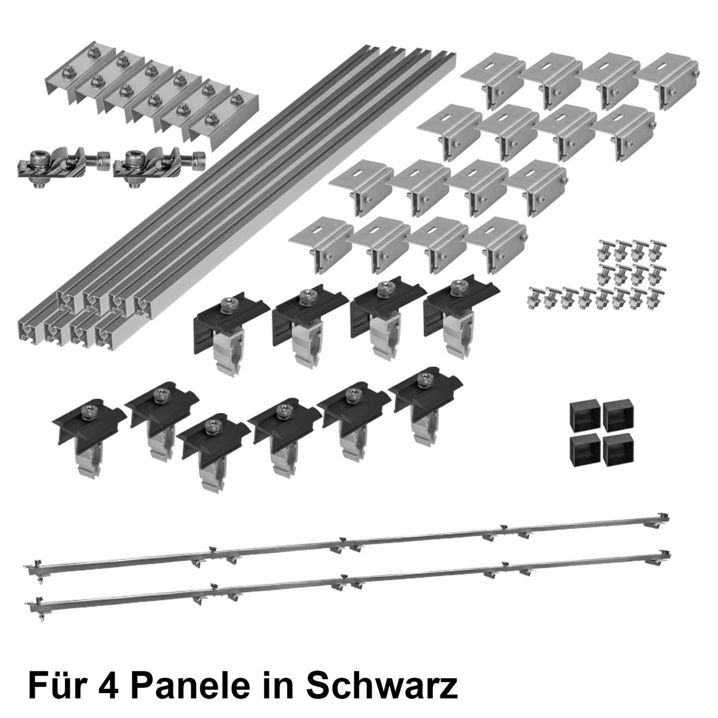 Avoltik Solar Halterung Blechfalzdach Montageset für 4 Paneele in Schwarz 30-45mm Produktbild