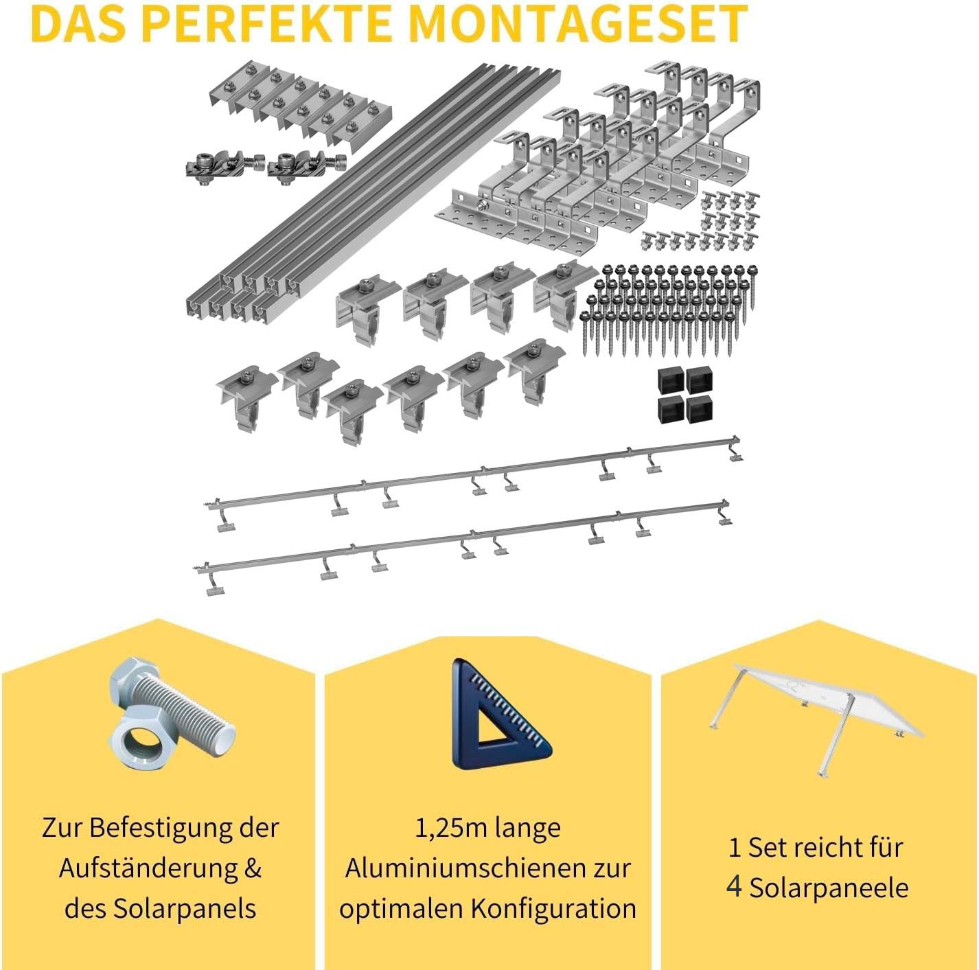 Avoltik Solar Halterung Ziegeldach Montageset für 4 Paneele Produkthinweise