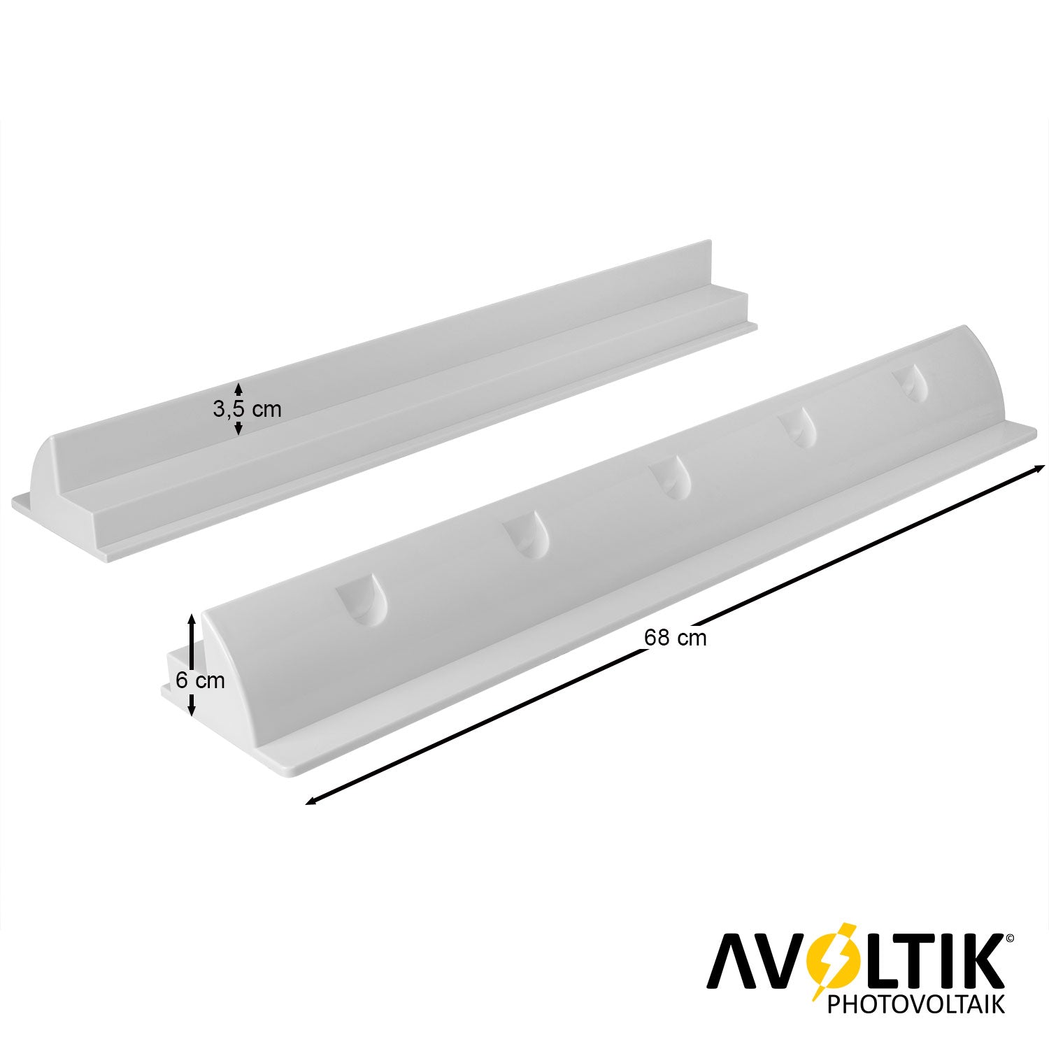 Avoltik Solarpanel ABS Halterung 68cm spoiler Solar Befestigung Montage für Wohnmobil in weiss Abmessungen
