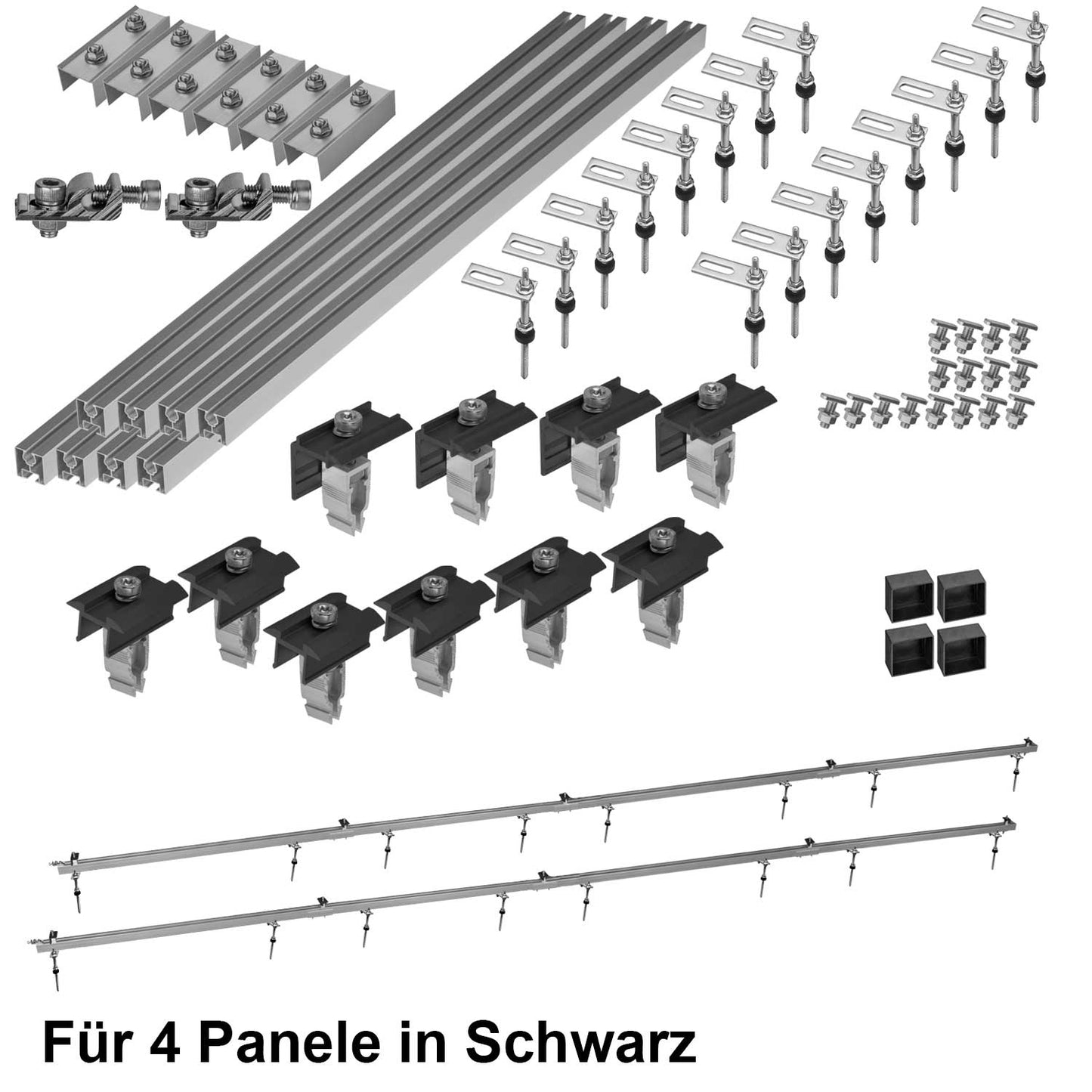 Avoltik Stockschrauben PV Montagesystem für 2 oder 4 Paneele in Silber oder Schwarz Produktbild für 2 Panel in Schwarz.