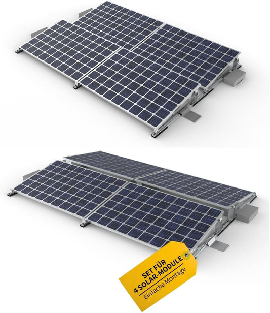 Avoltik Solarpanel Halterung für 4 Solar Module I Halterung für Solarmodule in flexibler Ausrichtung Ost-West & Süd