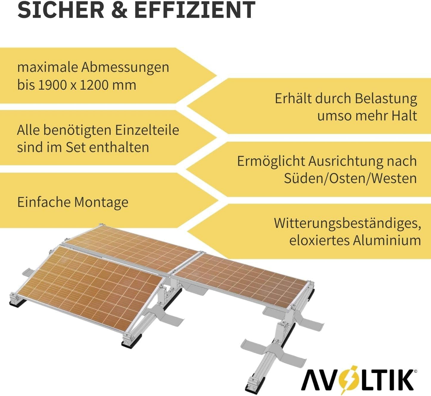 Avoltik Solarpanel Halterung für 4 Solar Module I Halterung für Solarmodule in flexibler Produktinformationen