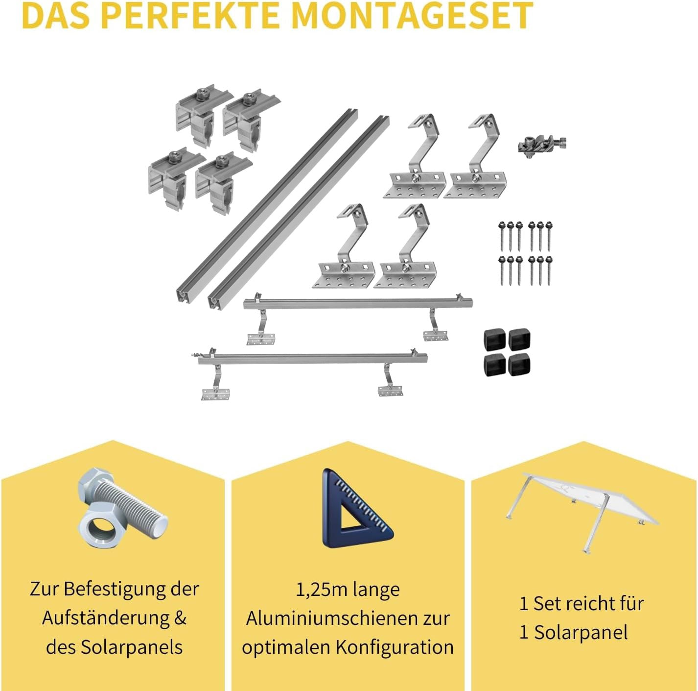 Avoltik Solar Halterung Ziegeldach Montageset für 1-10 Panel 30-45mm, Endklemmen Silber oder Schwarz