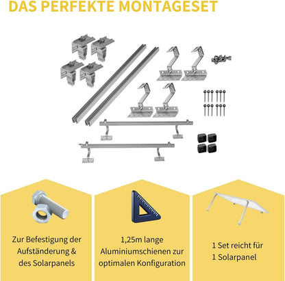 Avoltik Solar Halterung Ziegeldach Montageset für 1-10 Panel 30-45mm, Endklemmen Silber oder Schwarz
