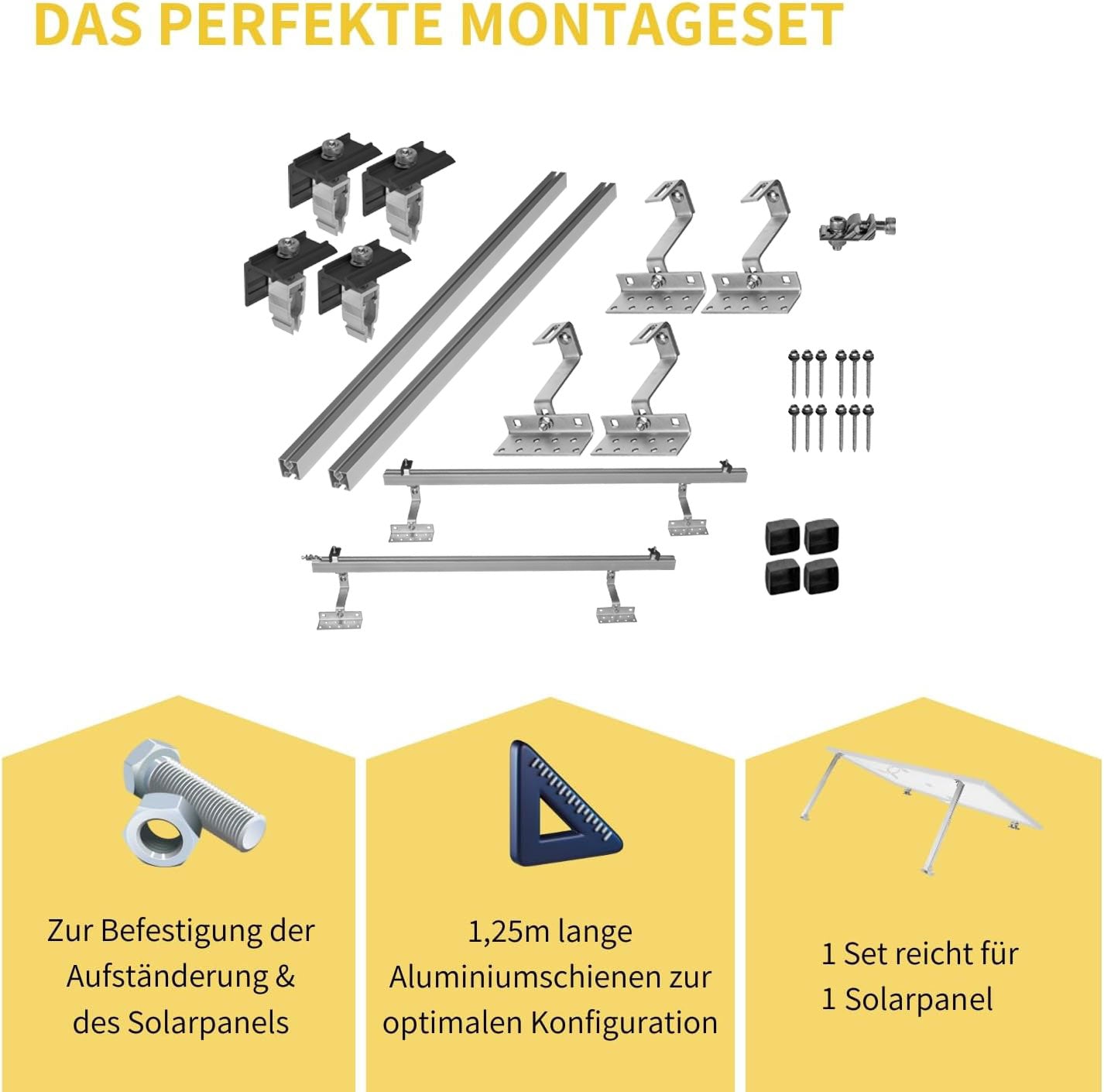 Avoltik Solar Halterung Ziegeldach Montageset für 1-10 Panel 30-45mm, Endklemmen Silber oder Schwarz