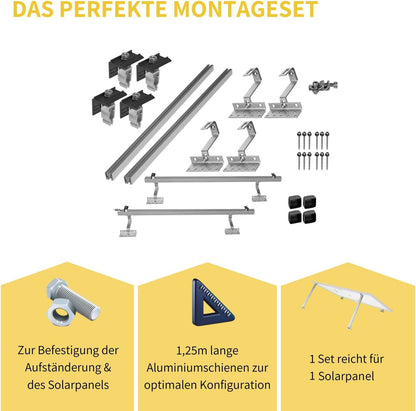 Avoltik Solar Halterung Ziegeldach Montageset für 1-10 Panel 30-45mm, Endklemmen Silber oder Schwarz
