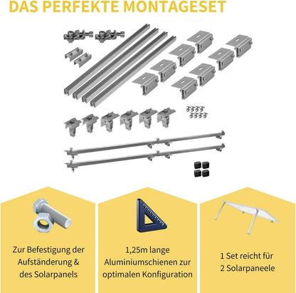 Avoltik Solar Halterung Blechfalzdach Montageset für 2 oder 4 Paneele in Silber oder Schwarz