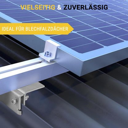 Avoltik Solar Halterung Blechfalzdach Montageset für 2 oder 4 Paneele in Silber oder Schwarz