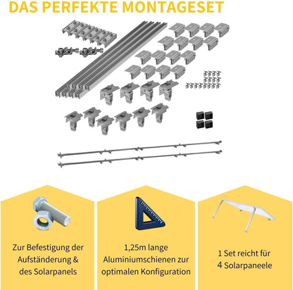 Avoltik Solar Halterung Blechfalzdach Montageset für 2 oder 4 Paneele in Silber oder Schwarz