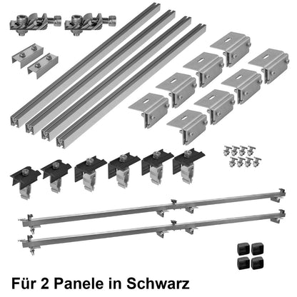 Avoltik Solar Halterung Blechfalzdach Montageset für 2 Paneele mit End- & Mittelklemmen in Schwarz