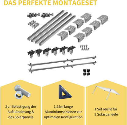 Avoltik Solar Halterung Blechfalzdach Montageset für 2 oder 4 Paneele in Silber oder Schwarz