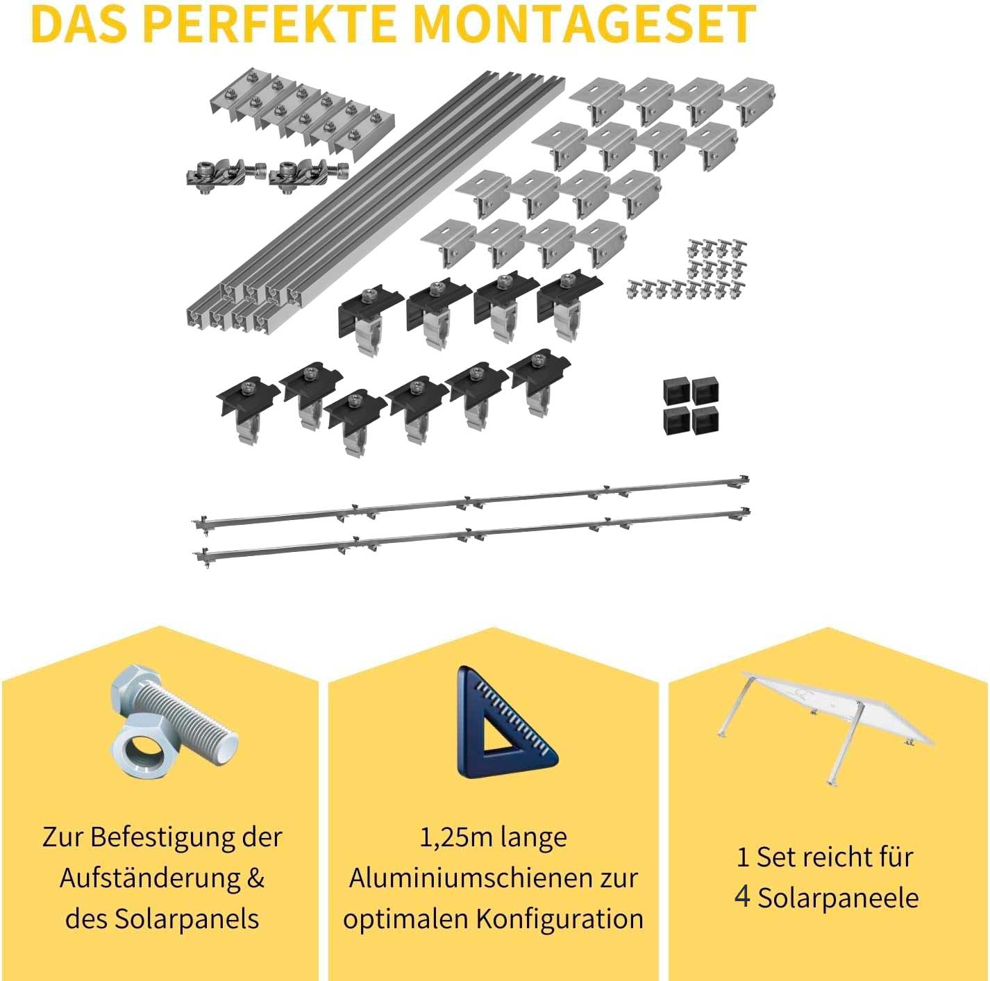 Avoltik Solar Halterung Blechfalzdach Montageset für 2 oder 4 Paneele in Silber oder Schwarz