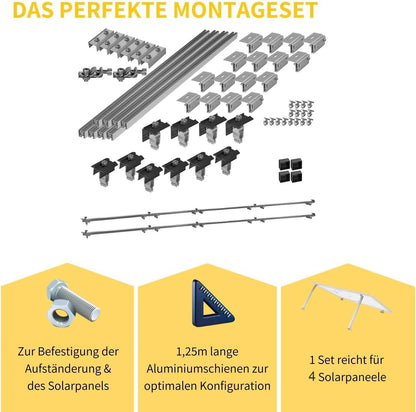 Avoltik Solar Halterung Blechfalzdach Montageset für 2 oder 4 Paneele in Silber oder Schwarz