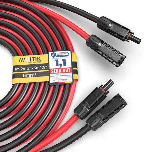 Avoltik 2 X 6mm² Solarkabel Verlängerungskabel mit Solarstecker  MC4 beidseitig montiert