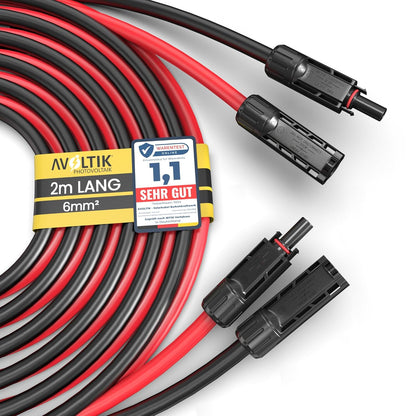 Avoltik 2 X 6mm² Solarkabel Verlängerungskabel mit Solarstecker  MC4 beidseitig montiert