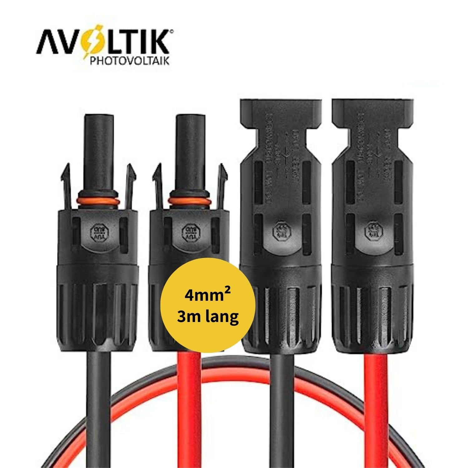 2 X 4mm² Solarkabel Verlängerungskabel mit Solarstecker MC4 3M Produktbild