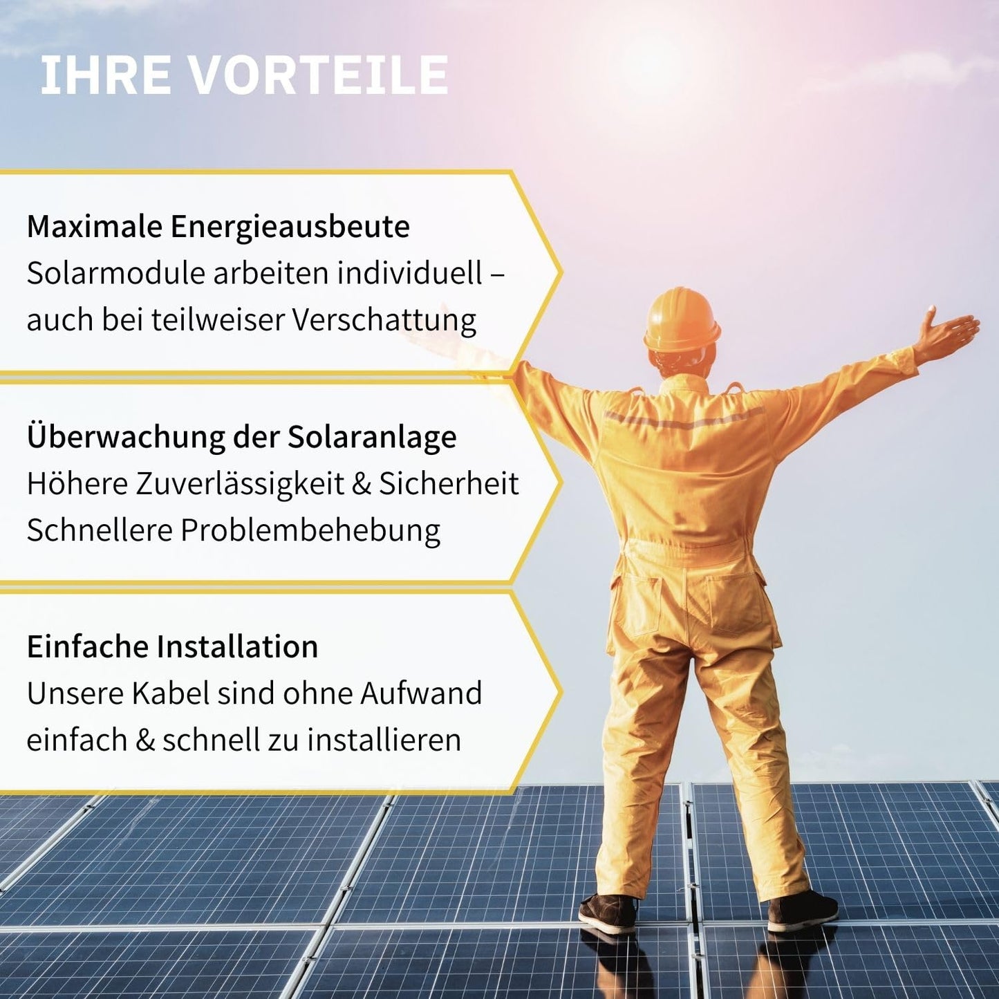 2 X 6mm² Solarkabel Verlängerungskabel mit Solarstecker MC4 Vorteile