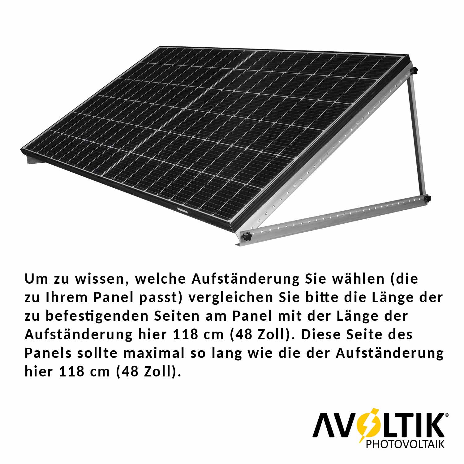 Avoltik Solarpanel-Aufsteller 48 Zoll 118 cm Hinweise