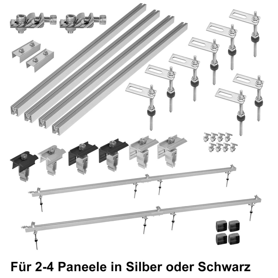 Avoltik Stockschrauben Blechdach PV Montagesystem für 2 oder 4 Paneele in Silber oder Schwarz