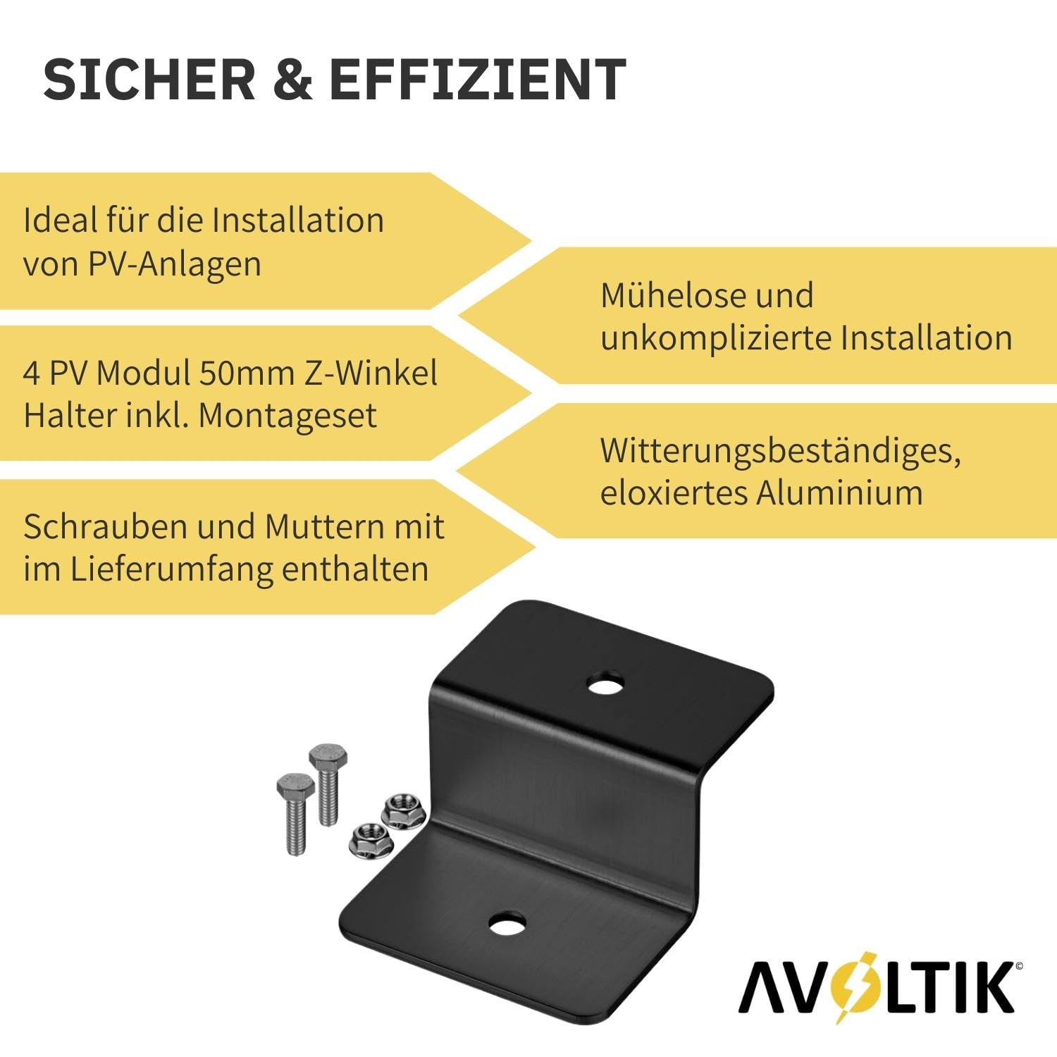 Avoltik Solarpanel Halterung Z-Winkel ( 4 Stück) Schwarz Produkthinweise