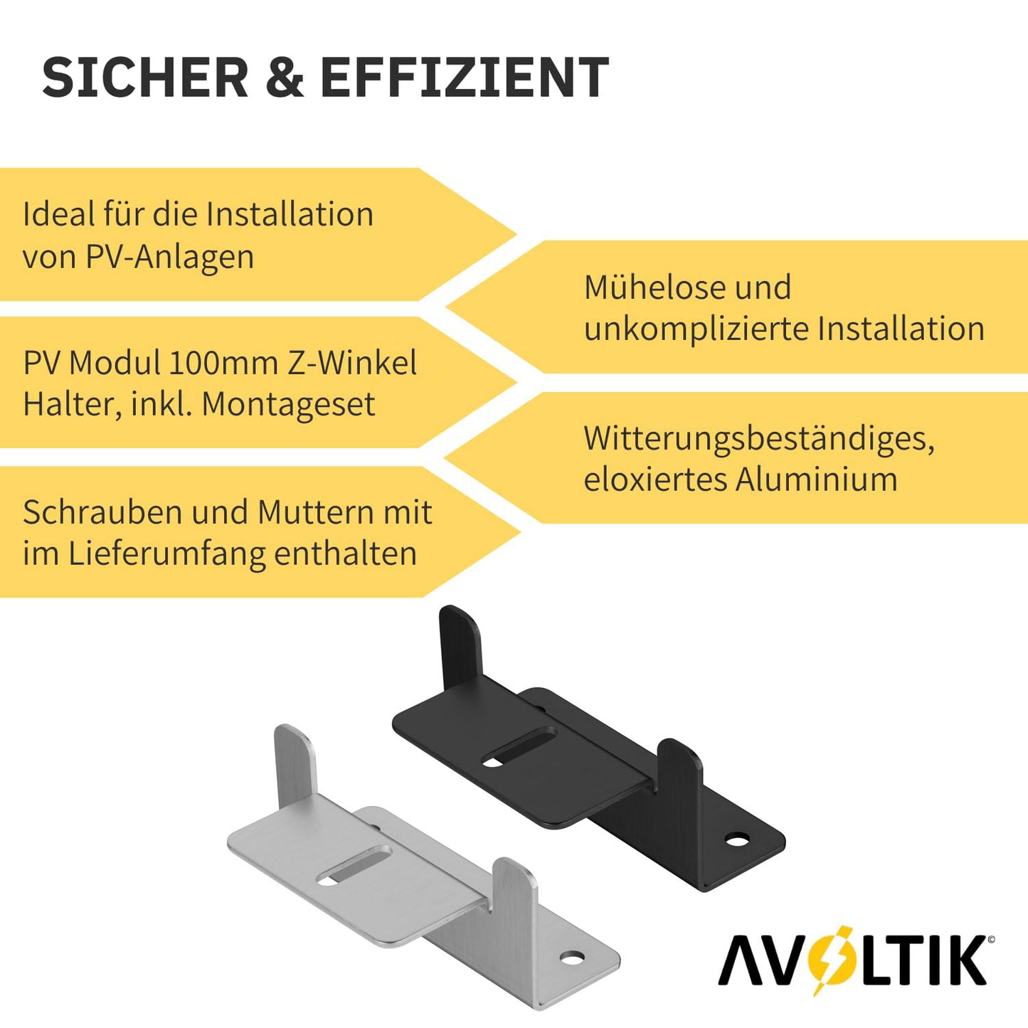 Solarpanel Halterung Z-Winkel II ( 4 Stück) in Silber oder Schwarz Sicher & Effizient, Produktinformationen