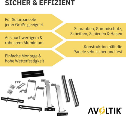 Avoltik Balkonkraftwerk Halterung Balkon für alle Solarpanel-Größen für eckige Geländer Haken Produktinformationen