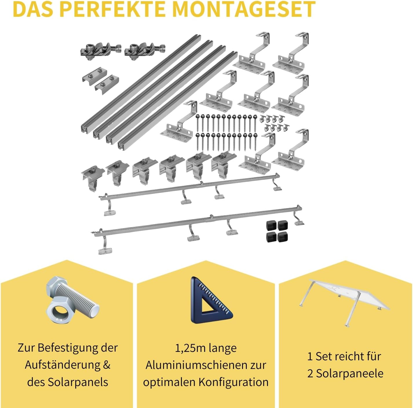 Avoltik Solar Halterung Ziegeldach Montageset für 1-10 Panel 30-45mm, Endklemmen Silber oder Schwarz