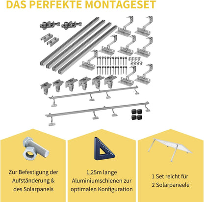 Avoltik Solar Halterung Ziegeldach Montageset für 1-10 Panel 30-45mm, Endklemmen Silber oder Schwarz