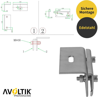 Avoltik Dachfalzklemme Abmessungen