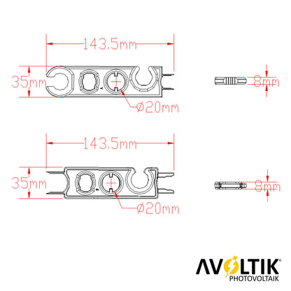 Avoltik Montagewerkzeug für MC4 Stecker Universalwerkzeug zur Montage, 2 Stück Bemaßung Details