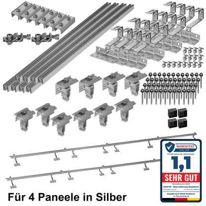 Avoltik Solar Halterung Ziegeldach Montageset für 1-10 Panel 30-45mm, Endklemmen Silber oder Schwarz