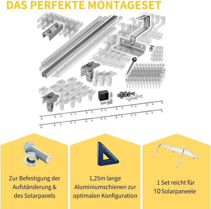 Avoltik Solar Halterung Ziegeldach Montageset für 1-10 Panel 30-45mm, Endklemmen Silber oder Schwarz