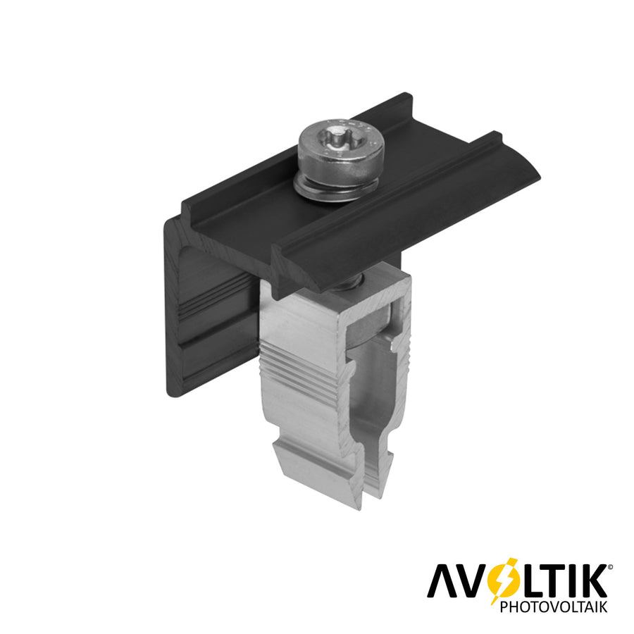 Avoltik Endklemme Schwarz Easy-Click für das Avoltik Ziegeldachset  30-45 mm