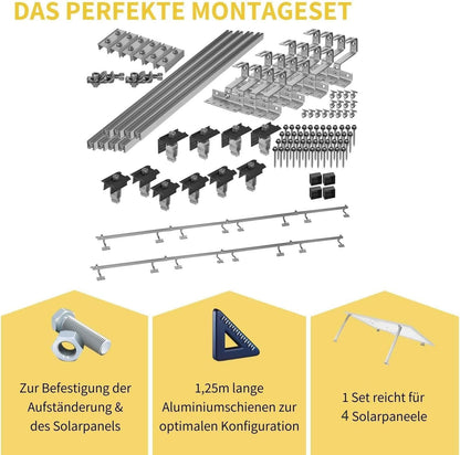 Avoltik Solar Halterung Ziegeldach Montageset für 4 Paneele 30-45mm, End-Mittelklemmen schwarz