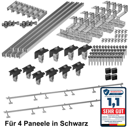 Avoltik Solar Halterung Ziegeldach Montageset für 1-10 Panel 30-45mm, Endklemmen Silber oder Schwarz