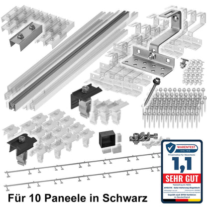 Avoltik Solar Halterung Ziegeldach Montageset für 1-10 Panel 30-45mm, Endklemmen Silber oder Schwarz
